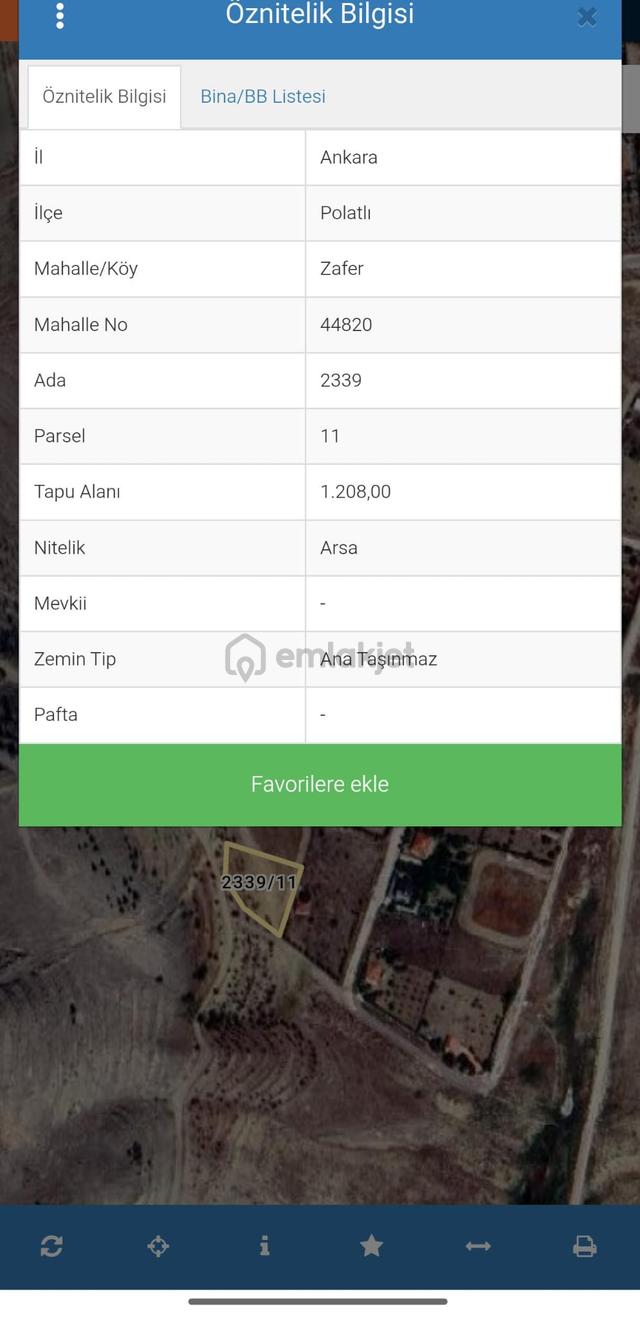 Ankara Polatlı Zafer Mah.1208 M2 Satılık Arsa