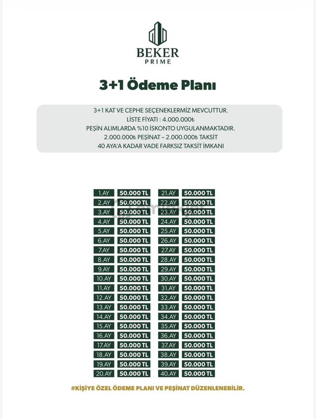 Beker Prime Projemizde 3+1 50.000tl Taksit İle ~yılmaz Emlak 2