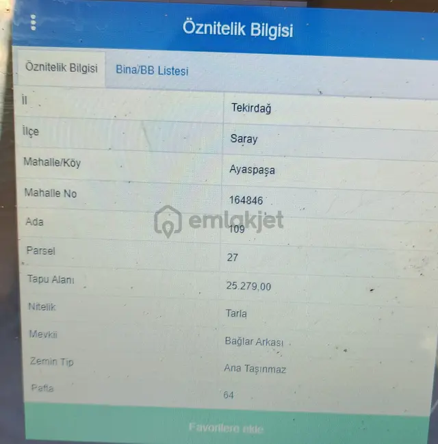 Tarlamız Tekirdağ Sarayda Olup Ekime Elverişlidir Sulama Alanı Vardır İmara 6 Metre Uzaklıktadır 2