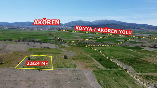 Konya / Akören / Orhaniye Mahallesinde 2.824 M² Müstakil Tapulu Tarla 4