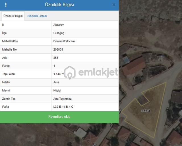 Satılık Arsa Gülağaç Demirci Eskicimi De 1140 M Arsa 853/1 2