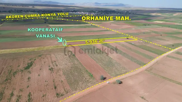 Konya / Akören / Hacılar Mahallesinde 5.936 M² Müstakil Tapulu Tarla 2