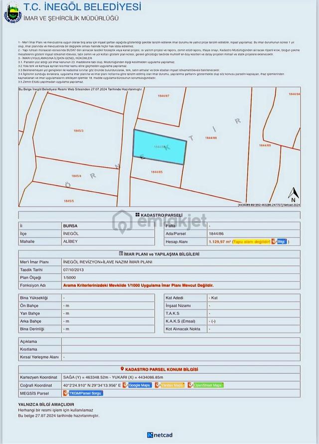 Bursa İnegöl Alibeyköyde Yatırımlık Satılık Tarla 5