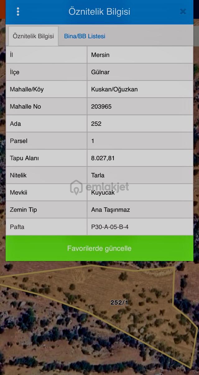 Mersin Gülnar Kuskan Köyü’nün Kuyucak Mevkisinde Tek Tapu 1