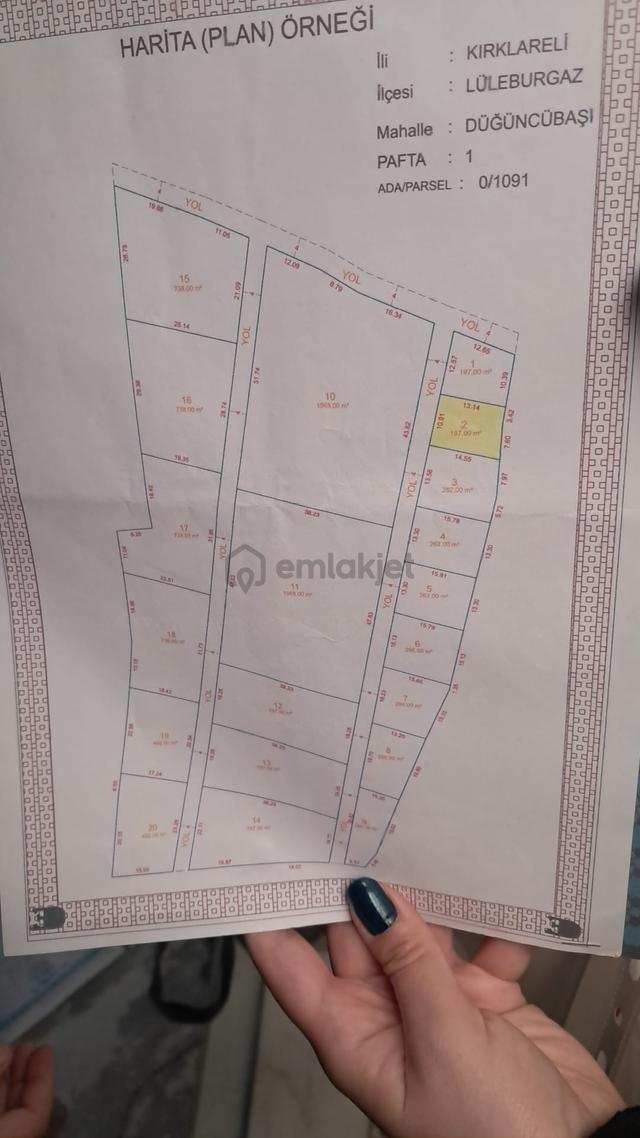 Lüleburgaz Düğüncübaşı Köyünde Satılık Köy İçi 197 Metre Arsa Çaplı Muvafakatlı 3