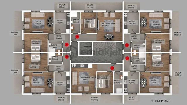 İzmit Yeşilova Liva Park'ta %35 Peşinat İle 1+1 Ara Kat Daire 3