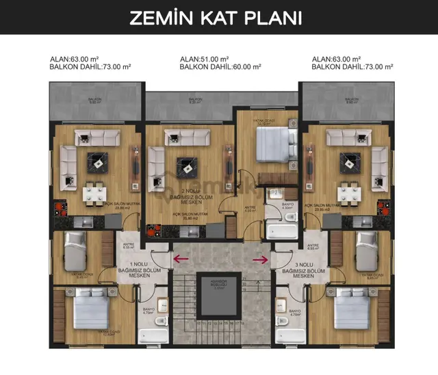 Marmariste Sıfır Projede 2+1 Sıfır Daire 5