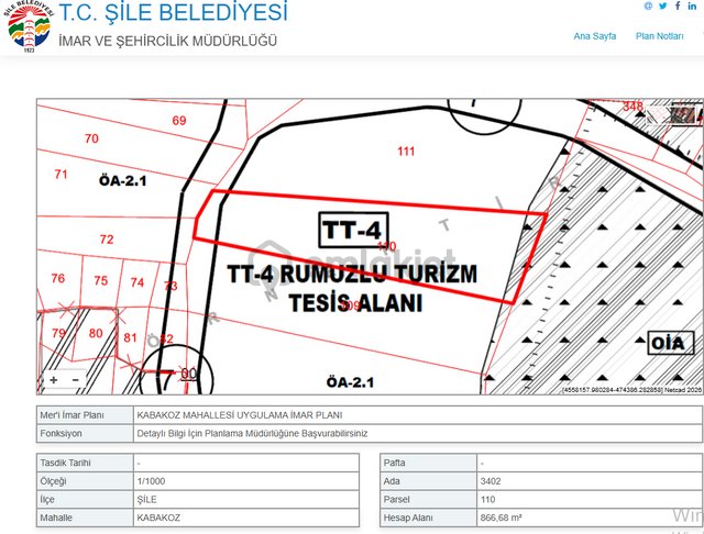 Şile Kabakozda 866 M² Doğa & Deniz Manzaralı Arsa