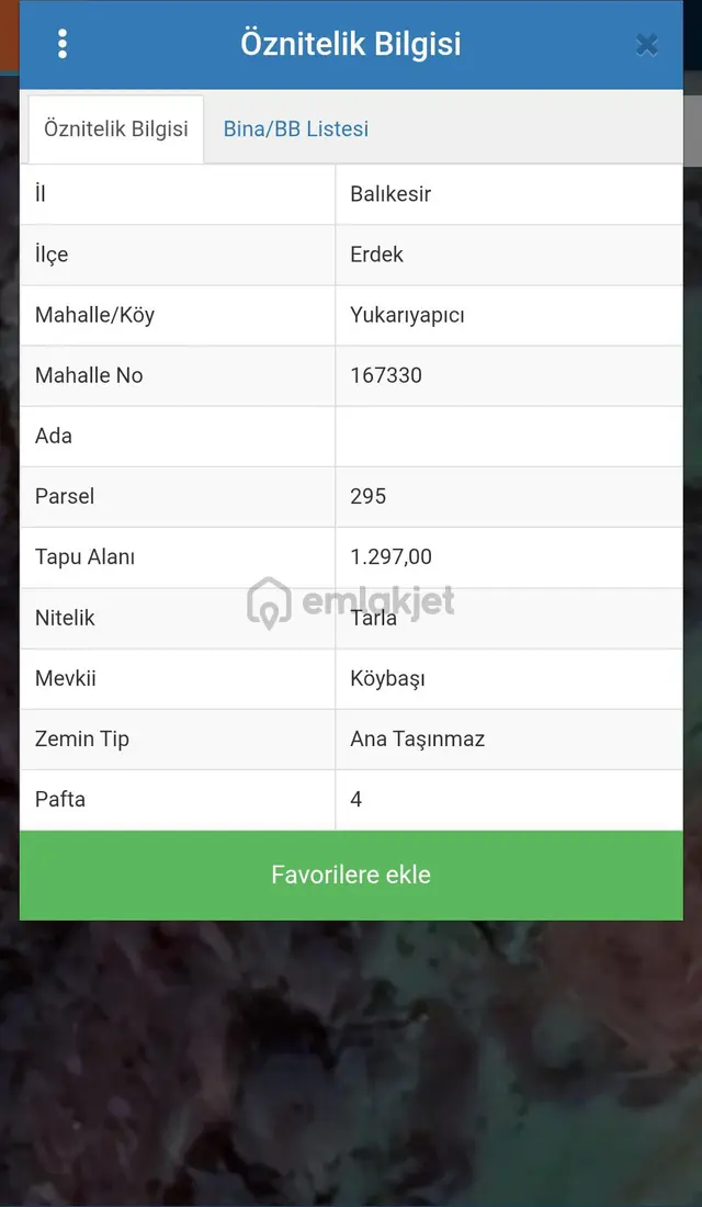 Balıkesir Erdek Yukarıyapıcı Mahallesi 1.297m2 Uygun Fiyatlı Tarla 1