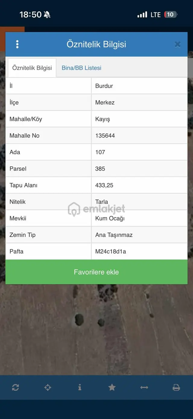 Burdur Merkez Kayış'da 433m2 Satılık Tarla 3