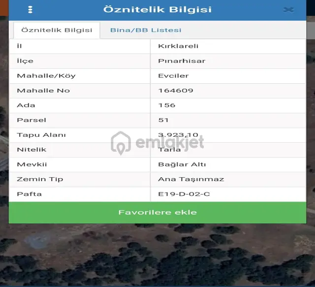Grv Emlak'tan Kırklareli Pınarhisar Evcilerde Satılık 3.923,10 M2 Tarla 3