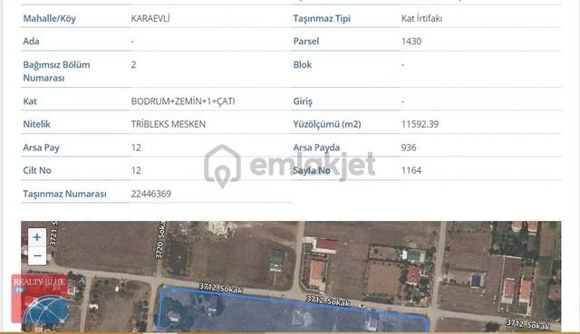Tekirdağ Karaevli'de Kat İrtifaklı 150m2 Tripleks Villa Arsası 4