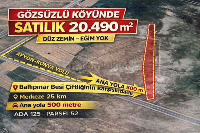 Gözsüzlü Köyünde Satılık 20490m ² Yatırımlık Arazi 1
