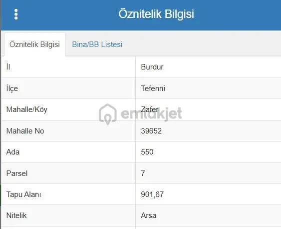 Tefenni Merkez Zafer Mah. 901 M² Satılık Arsa 3