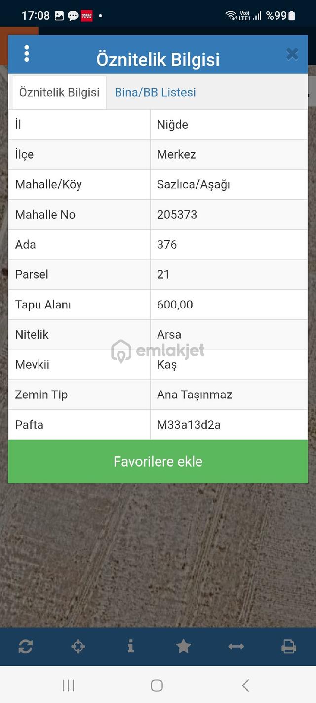 Satılık 2 Adet İmarlı Arsa Niğde Sazlıca Aşağı Mahallede 2