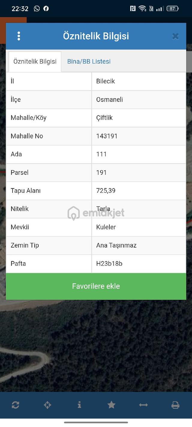 Bilecik Osmaneli Orhaniye Köyü Satılık 725 Mk Tarla Kaçırmayın 2