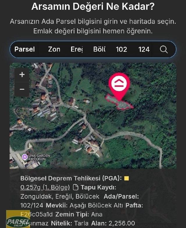 Parselemlak Dan Kdz.ereğli Bölucek Mah.de Satılık Arsa