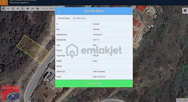 Deniz Manzaralı Villa Arsası: Dilovası Tavşancıl'da Fırsat 904m² 3