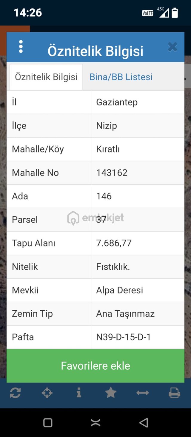 Nizip Kıratlı Köyünde Satılık Fıstıklık