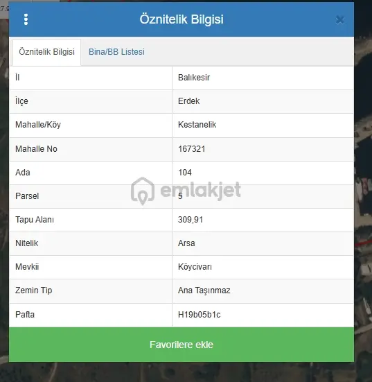 Erdek Kestanelik'te Satılık Deniz Manzaralı Arsa (309 M²) 2