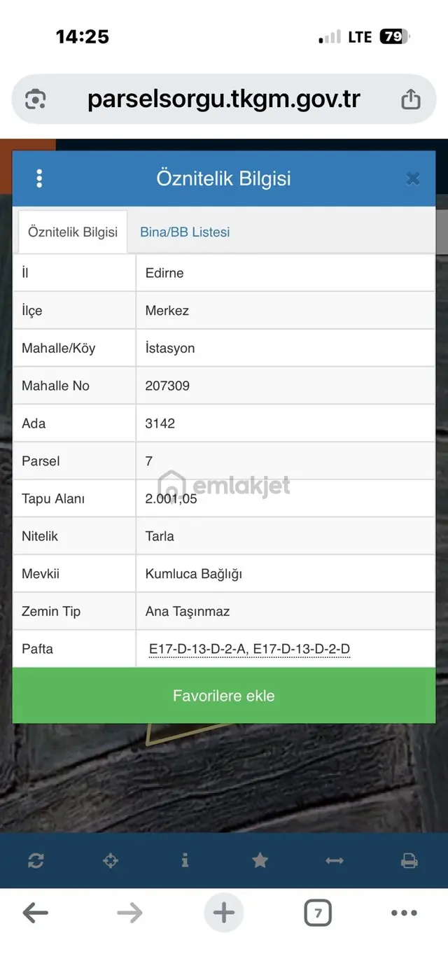 Edirne İstasyon Mahalesinde Satılık 2.000m² Arazi 3