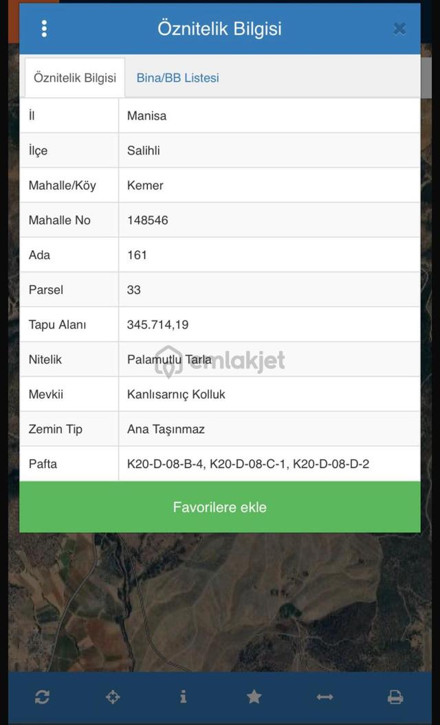 Manisa Salihli Kemer'de Satılık Yatırımlık Arazi