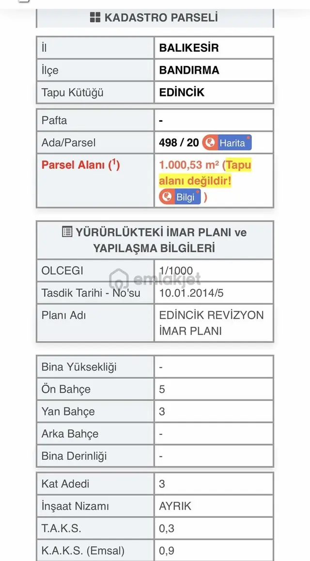 Edincik 1 Dönüm İmarlı Arsa 5