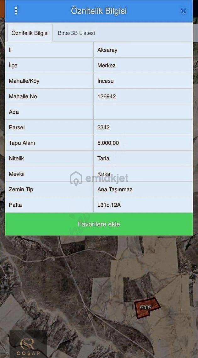 -coşar Gayrimenkul- İncesu 87,500m2 Ges Uyumlu Blok Tarla Fırsat 3