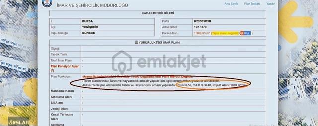 Arslan Emlak'tan Yenişehir Günece Köyünde Satılık Çiftlik Arsası 4