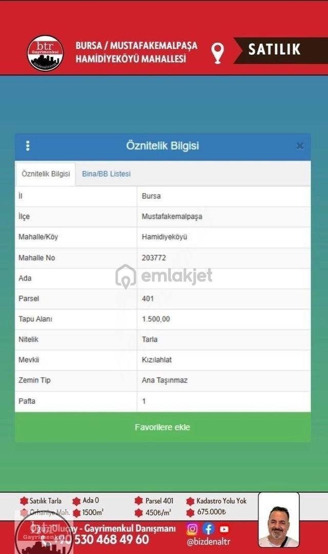 Mustafakemalpaşa Hamidiyeköy'de Yatırımlık 1.500 M² Tarla (parsel: 401) 3