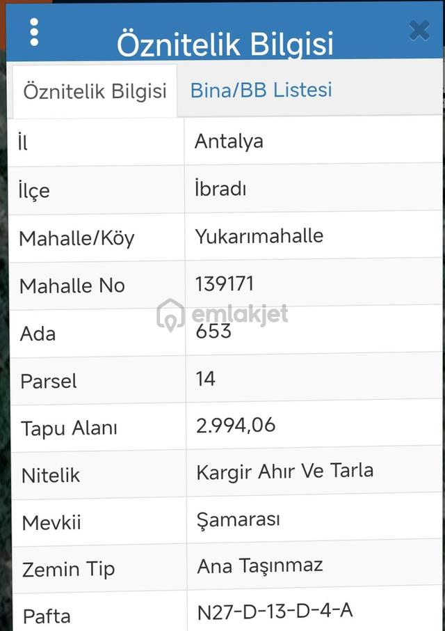İdamax,tan İbradı Yukarı Mahalle,de Satılık Tarla 2
