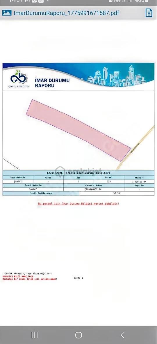 Fırsat Firsat Şahbaz Da 1400 M2 Mukemmel Bag Yeri 2