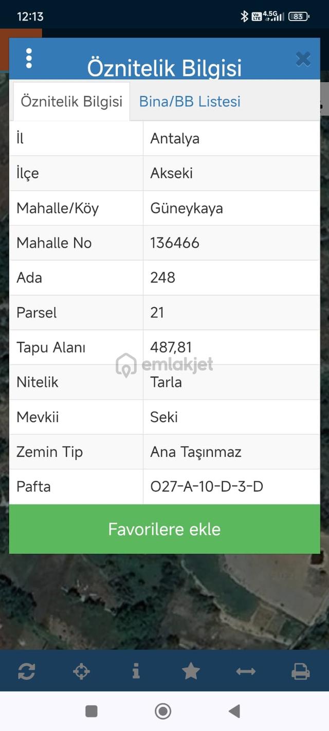 İdamax,tan Akseki Güneykaya,da Satılık Tarla 2