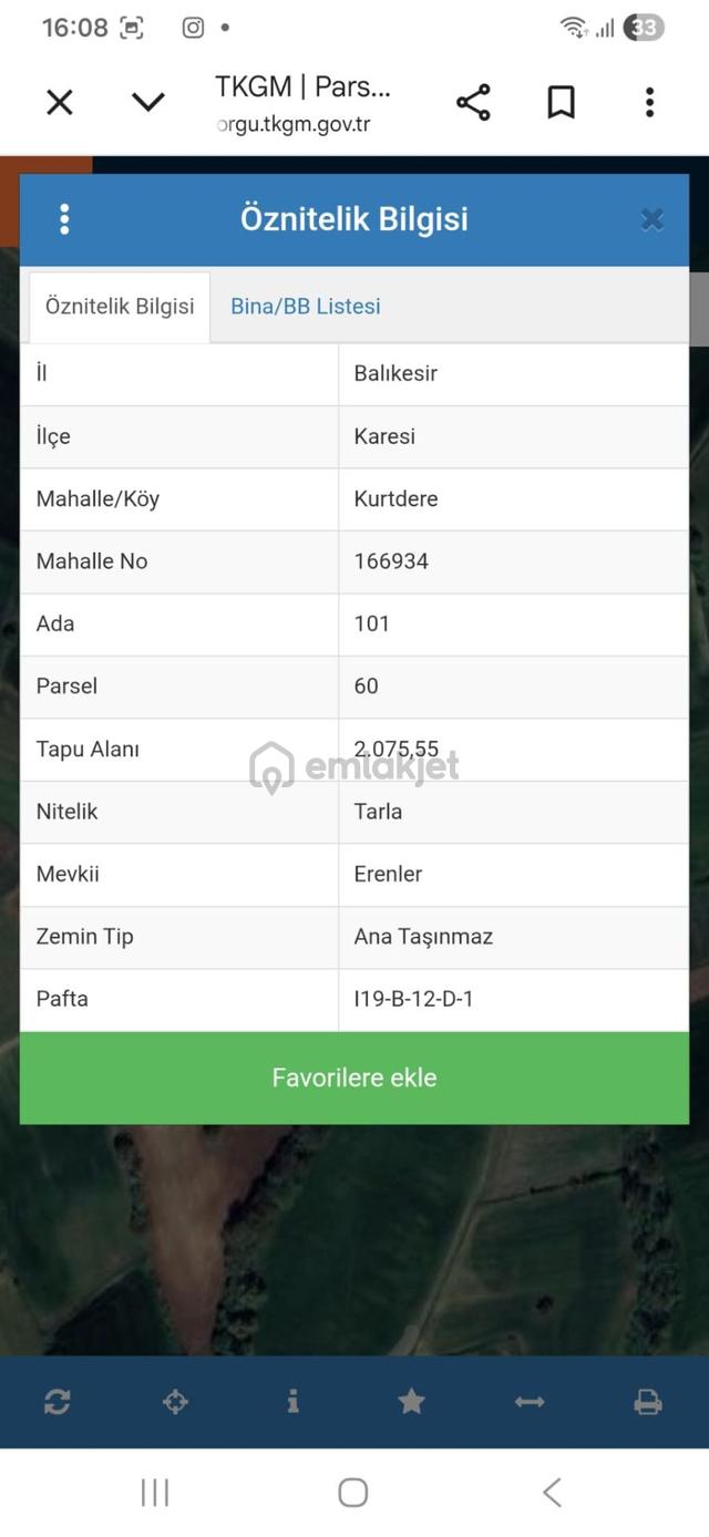 Balıkesir İli Karesi İlçesi Kurtdere Mah. Satılık Tarla 4