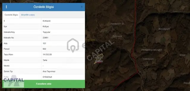 Kırklareli Kofçaz Topçular Köyü'nde Yatırım Fırsatı 14.032m2 2