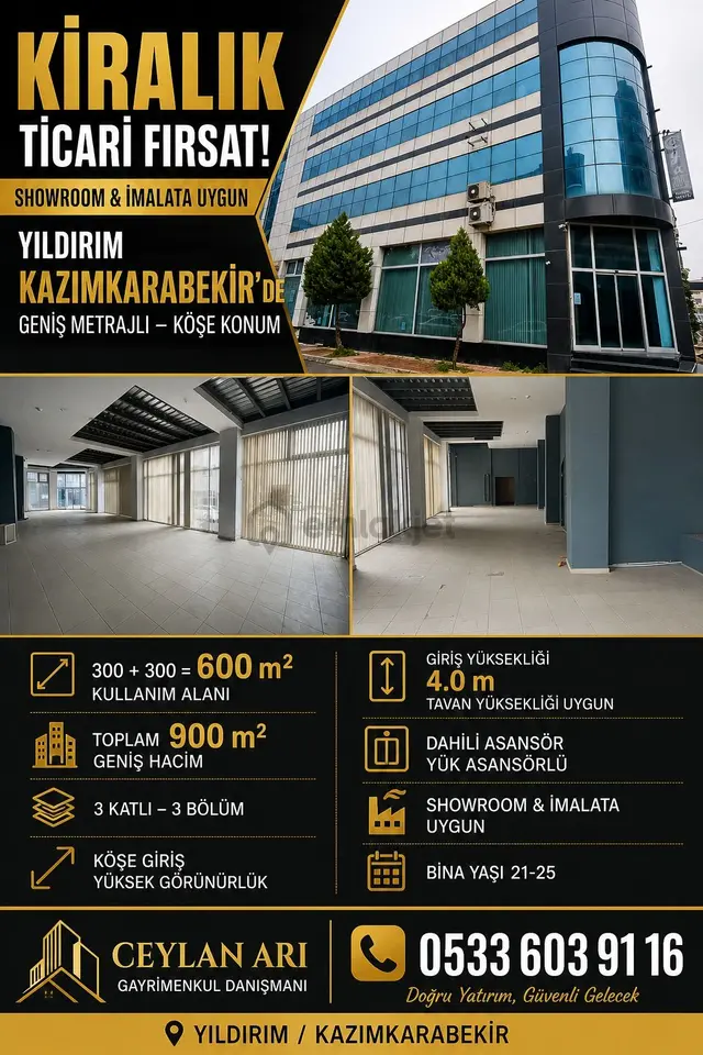 Yük Asansörlü 3 Katlı Kurumsal İş Yeri Kiralık! 2