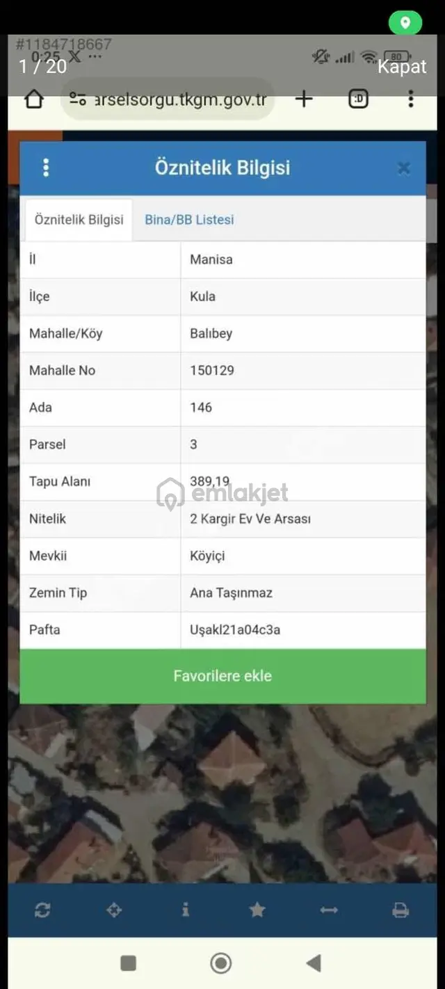 İnfo Kula Balıbey Satılık Kargir Ev Ve Arsası Köy İçi 389 M2 2