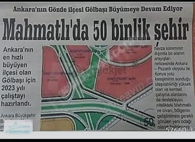 Gölbaşı Mahmatlı'da Konut İmarlı, Köşe Parsel Satılık Arsa 2