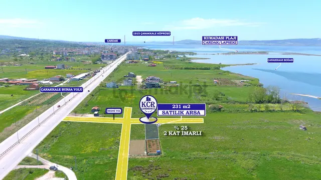 Çanakkale Çardak'ta İmarlı Boğaz Manzaralı Satılık Arsa