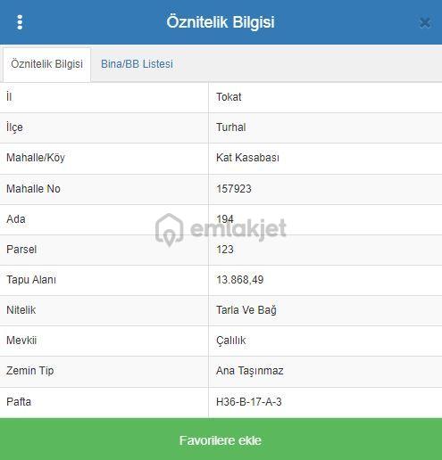 Tokat Turhal Kat Kasabasında Hısselı Tapu 800 M2 Satılık Tarla Bağ 4