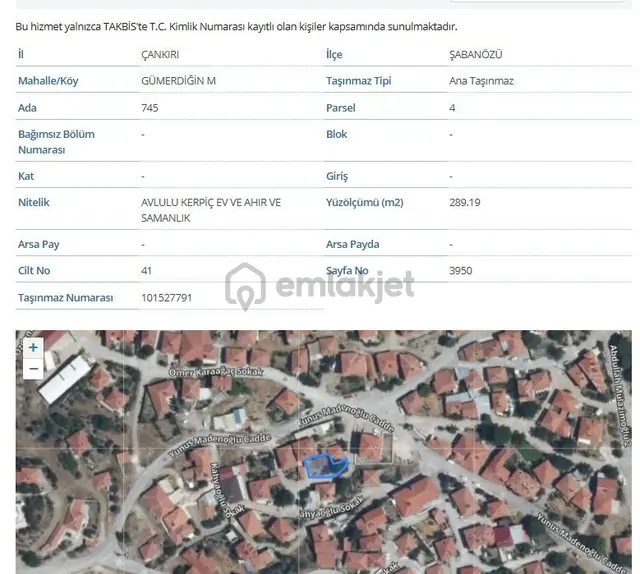 Çankırı Şabanözü Gümerdiğin Merkez'de 289m2 Tek Parsel İmarlı Fırsat Konut Arazisi 3