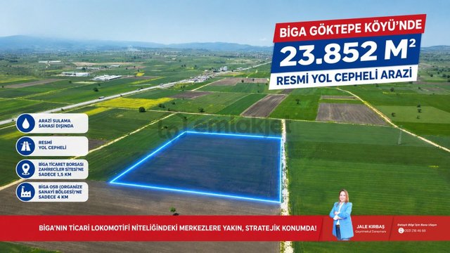 Biga Göktepe Köyü’nde 23.852 M² Resmi Yol Cepheli Yatırımlık Arazi Biga Göktepe Köyü’nde 23.852 M² Resmi Yol Cepheli Yatırımlık Arazi