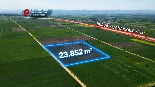Biga Göktepe Köyü’nde 23.852 M² Resmi Yol Cepheli Yatırımlık Arazi 2