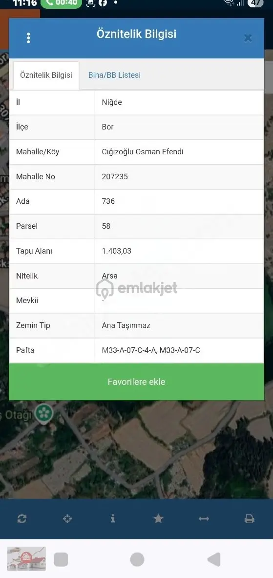 Satılık Yatırımlık Arsa Niğde Bor Cığızoğlu Osman Efendi Mahalle 2