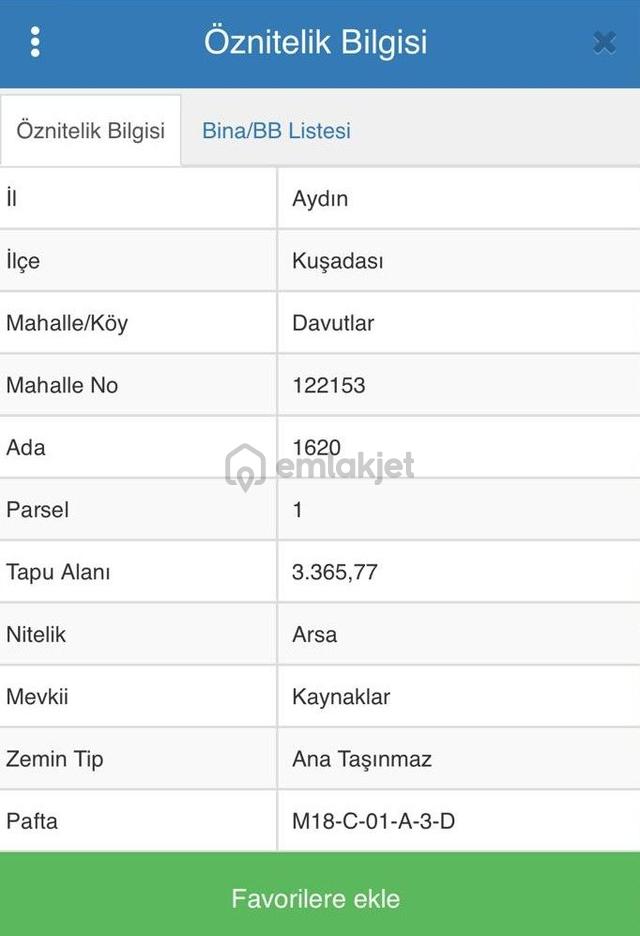 Davutlar Kaynaklar Mevkiinde 3.365 M² Satılık Arsa 2