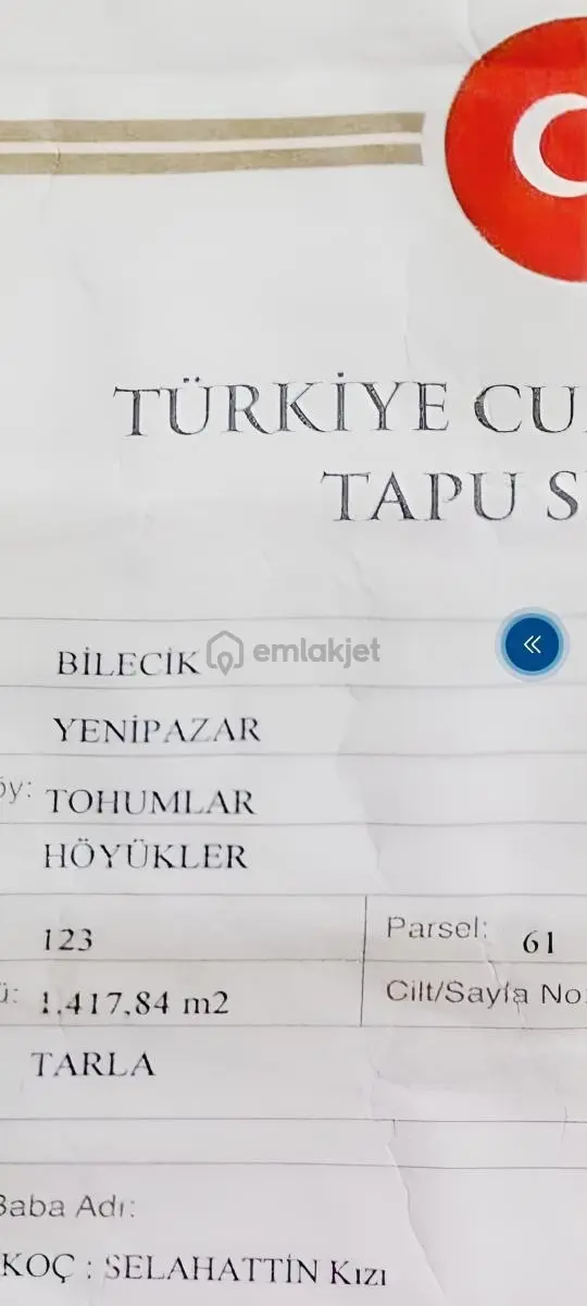 Bu Fiyata Başkayok Bilecik Tohumlar Köyü Yola Cph.1.418 M2 Arsa 5