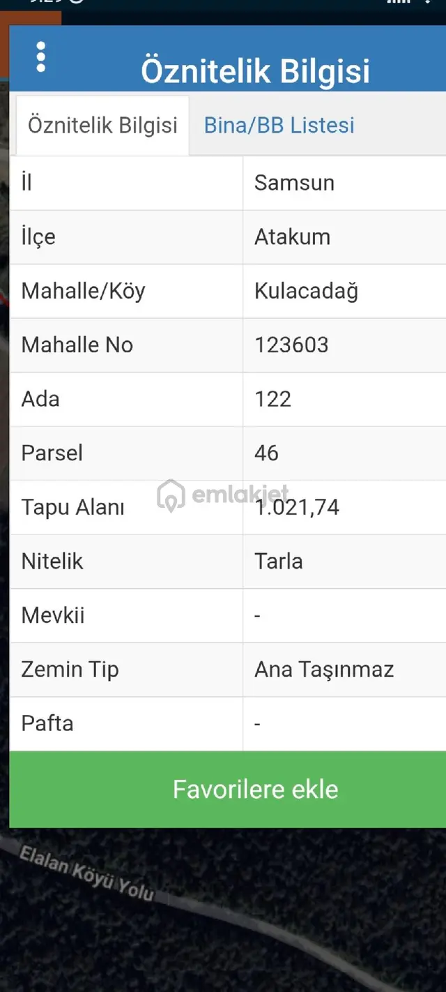 Ali Erişgin'den Satılık Tarla Mustekil Tapulu Atakum Adalar Mevkiinde 5
