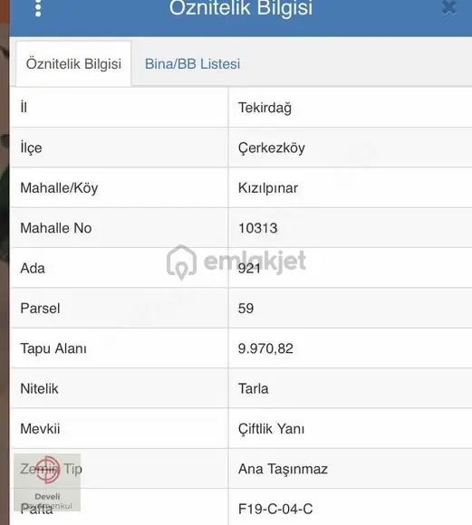 Çerkezköy Kızılpınar'da Full Takasa Açık Tarla!!!