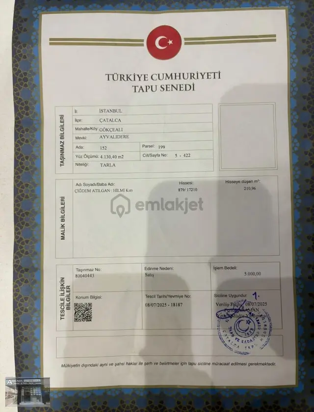 Çatalca Gökçeali Mahallesi 211 M2 Parselizasyonu Yapilmis Arsa 3
