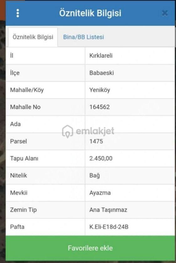 Bağ Tapulu Babaeski Yeniköy 2450m2 4